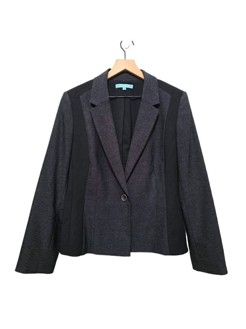 Antonio Melani Gray Ponte Stretch Single Breasted Blazer Sz 14